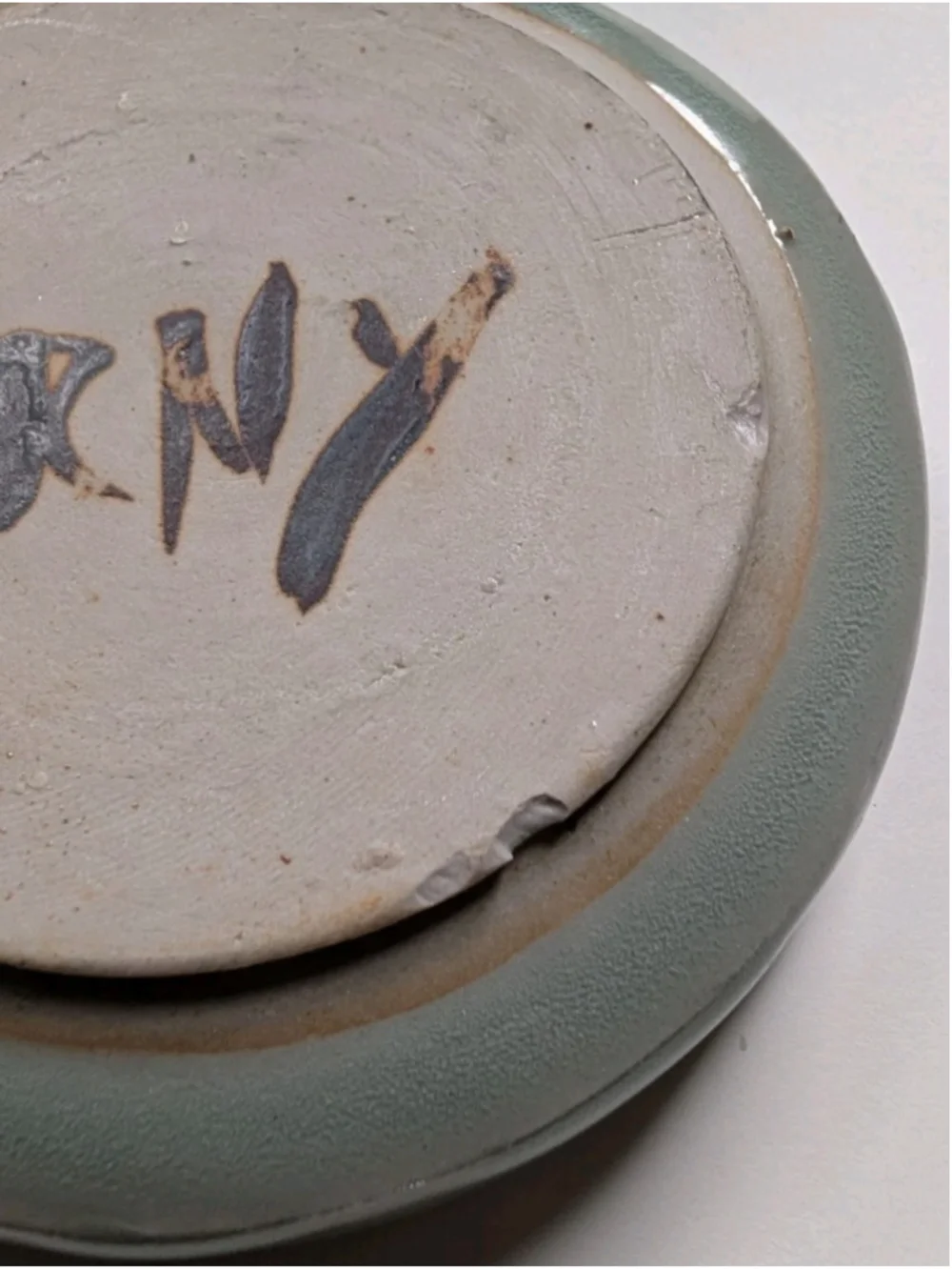 Signed Chris Arny Arensdorf Pottery Kansas art Studio Lidded trinket Yo-Yo Jar